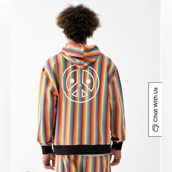 GUESS Originals x FriendsWithYou Striped Rainbow Hoodie size Small - Picture 2 of 12